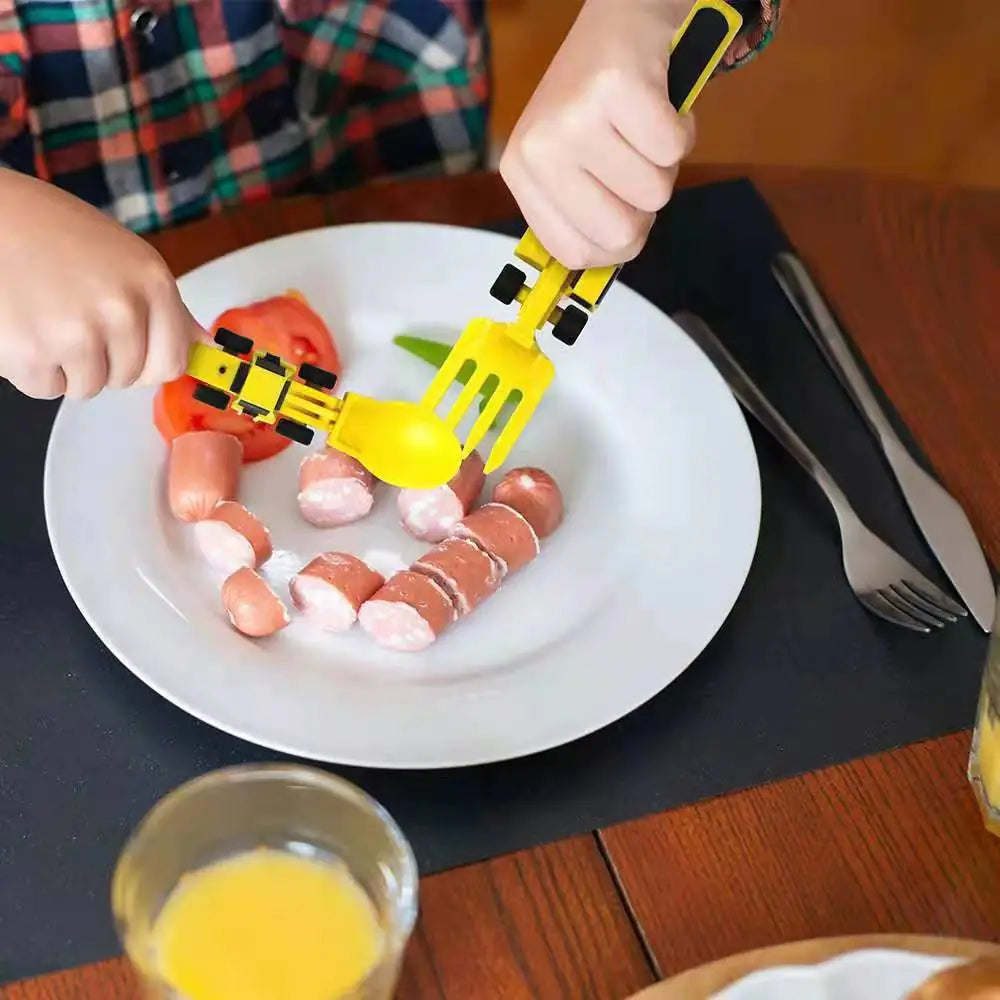 Kids Dinnerware Set with Truck and Excavator Plates