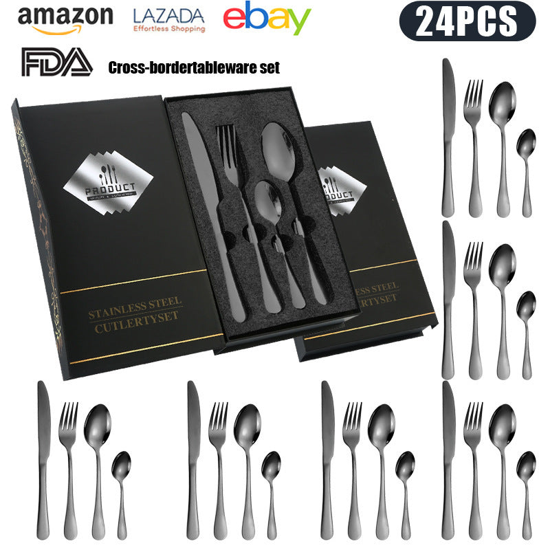 24-Piece 410 Stainless Steel Cutlery Set ? Mirror Polished Flatware for 6 People with Gift Packaging