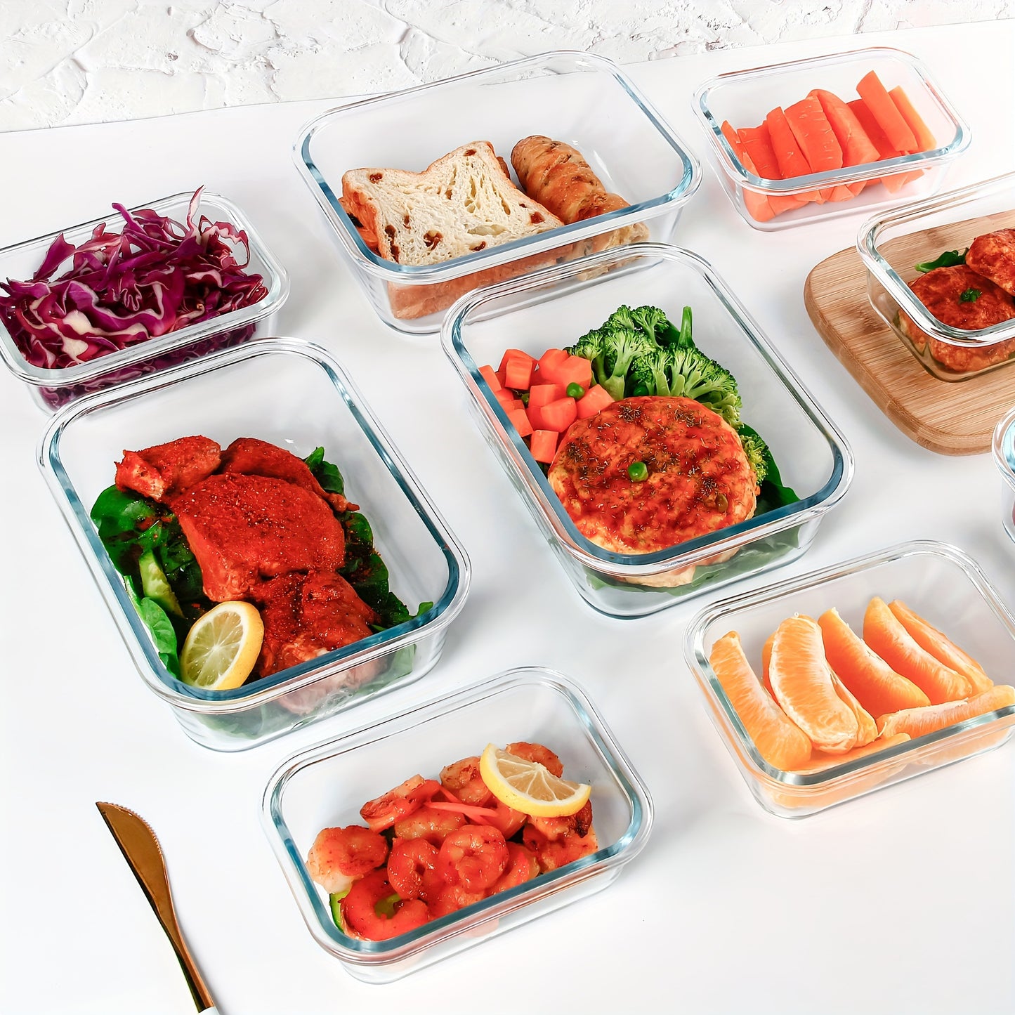 10pcs Storage Containers, Leak Proof Glass Meal Prep Containers, Reusable And Stackable Food Storage Containers With Lids Airtight, Green, For Camping, Picnic, School, Office And College, Kitchen Organizers And Storage, Kitch