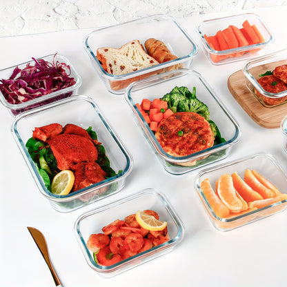 10pcs Storage Containers, Leak Proof Glass Meal Prep Containers, Reusable And Stackable Food Storage Containers With Lids Airtight, Green, For Camping, Picnic, School, Office And College, Kitchen Organizers And Storage, Kitch