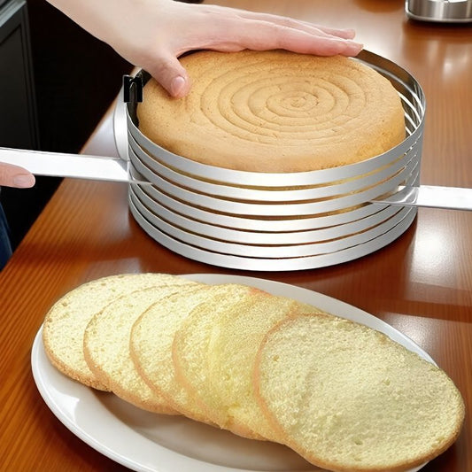 Adjustable Stainless Steel Cake Slicer ? Telescopic Layer Cutter for Even Baking