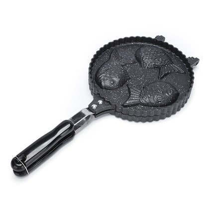Double-Sided Non-Stick Fish-Shaped Waffle Pan ? Gas Stove & Open Flame Compatible