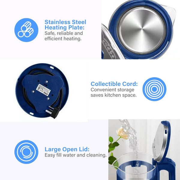 2.3L Electric Glass Kettle – Fast Boil Water Boiler with LED Light Indicator