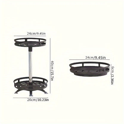 1pc Multifunctional Rotating Storage Rack With Adjustable Height And Spray Paint Finish - Perfect For Kitchen, Bathroom, And Countertop Organization For Restaurant
