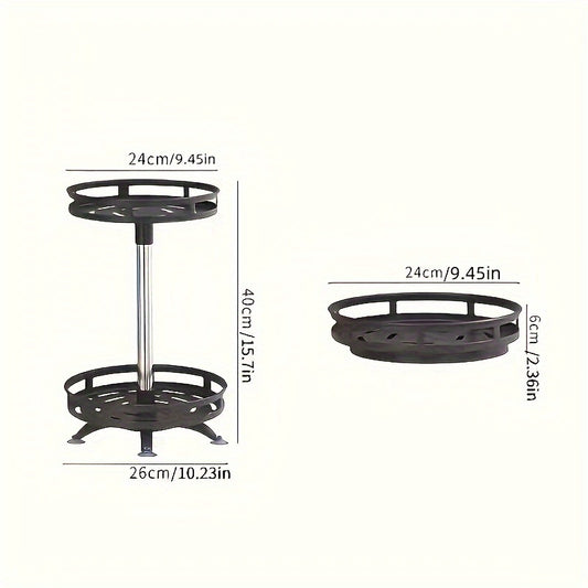 1pc Multifunctional Rotating Storage Rack With Adjustable Height And Spray Paint Finish - Perfect For Kitchen, Bathroom, And Countertop Organization For Restaurant