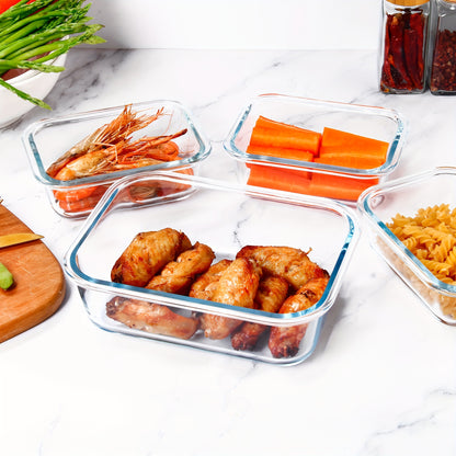 10pcs Storage Containers, Multipurpose Glass Meal Prep Containers, Leak Proof And Stackable Food Storage Containers With Airtight Lids, For Meat, Fruit And Vegetable, Kitchen Organizers And Storage, Kitchen Accessories