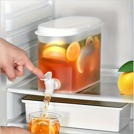 1pc, Refrigerator Cold Kettle, Summer Cooling Large Capacity Fruit Tea Kettle, Household High Temperature Resistant Drink Bucket, With Faucet Ice Water Juice Bucket, Kitchen Supplies, Bar Supplies