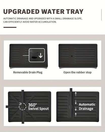1pc Large Capacity 2-Tier Dish Drying Rack with Drainboard, Double-Layer Bowl & Cup Rack, Detachable Over The Sink Organizer for Kitchen Counter, Black & White - Ideal for Plates, Bowls, Cups & Cutlery Storage, Dish Drying Ra
