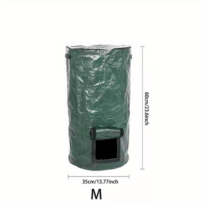 1 Bag Outdoor Compost Box, Reusable Garbage Bag, Self-Made Nutrient Soil Compost Bag, Kitchen Waste Collection Bag, Two-Way Zipper With Fertilizer Port, 34 Gallons