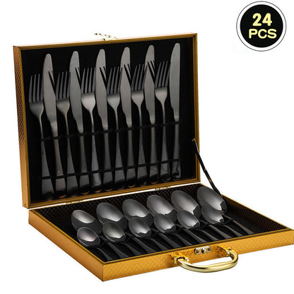 24-Piece 410 Stainless Steel Cutlery Set ? Mirror Polished Flatware for 6 People with Gift Packaging