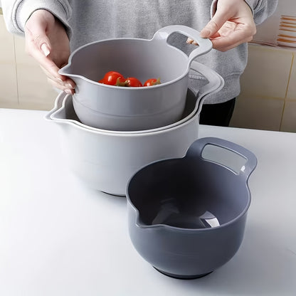 4pcs, Mixing Bowls, Nesting Plastic Mixing Bowl Set With Pour Spouts And Handles, Home Kitchen Accessories