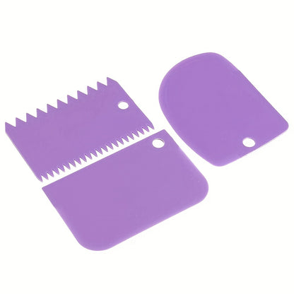 3pcs Cake Scraper Smoother Set - Cake Icing Smoother Tool For Cake Decoration, Flexible Plastic Dough Scraper - For Baking Enthusiasts & Professionals - Multifunctional Kitchen Tools - Perfect Gift for Bakers