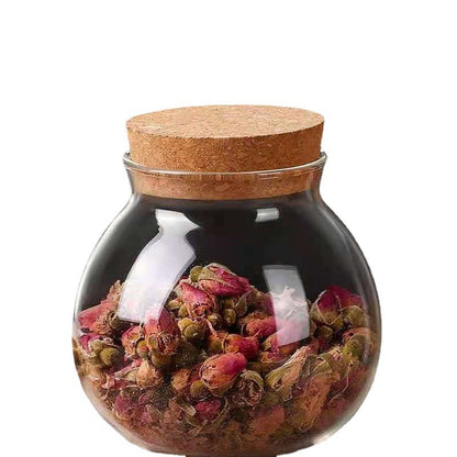 Transparent Glass Storage Jar ? Airtight Cork Seal for Tea, Spices & Dry Goods
