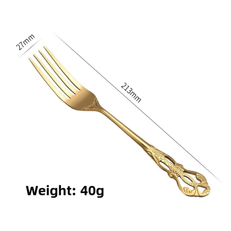 Elegant 410 Stainless Steel Cutlery Set with Retro Hollow Design