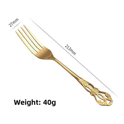 Elegant 410 Stainless Steel Cutlery Set with Retro Hollow Design