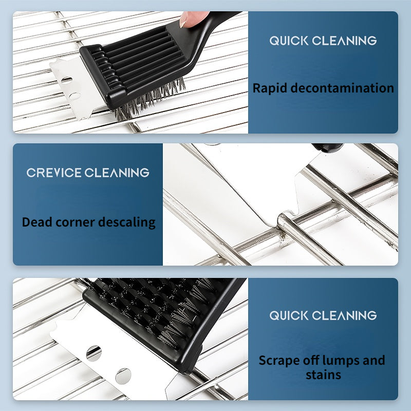 8in Portable Grill Cleaner: Deep Clean Steel Brush with Plastic Handle - BBQ Accessories for Back to School Kitchen Gadgets Kitchen Accessories