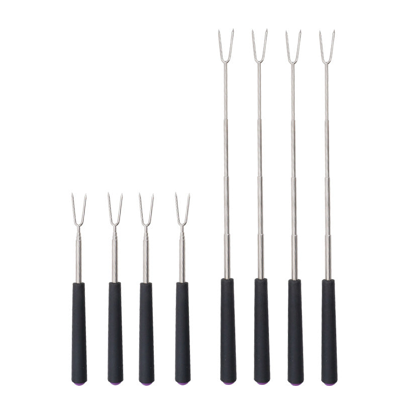 Retractable Stainless Steel Fondue & BBQ Fork ? Extendable Multi-Purpose Kitchen Tool