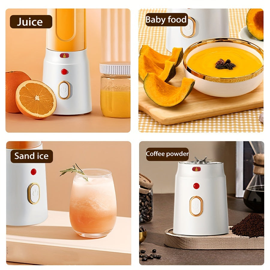 [1pc, Portable USB Mini Blender] Portable USB Rechargeable Mini Blender, 1pc of 450Ml Juicer Includes 2 Cups, Wireless And Easy to Carry, Comes with a Bonus Sports Cup Cover, Ideal Personal Size Blender for Smoothies And Shak