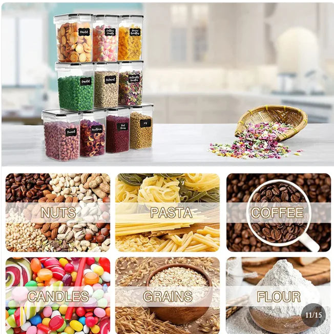 24-Piece Food Storage Container Set for Cereals, Snacks & Kitchen Organization
