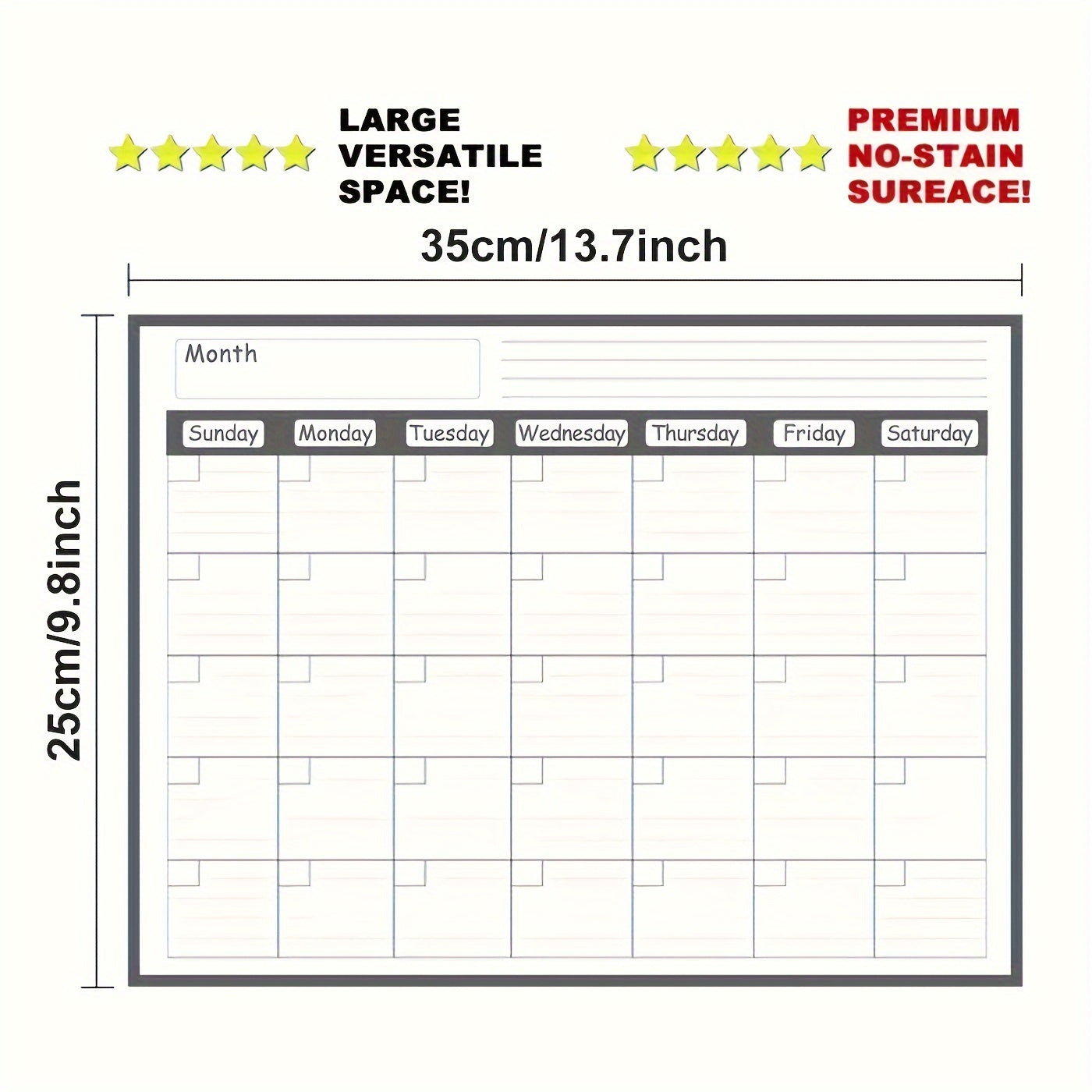 Magnetic Monthly Planner Calendar - Large Erasable Surface for Easy Scheduling, Includes Free Dry Erase Marker, Sticks to Kitchen Fridge for Convenient Meal Planning and Organization