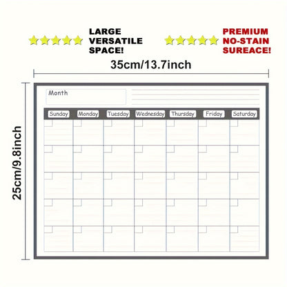 Magnetic Monthly Planner Calendar - Large Erasable Surface for Easy Scheduling, Includes Free Dry Erase Marker, Sticks to Kitchen Fridge for Convenient Meal Planning and Organization