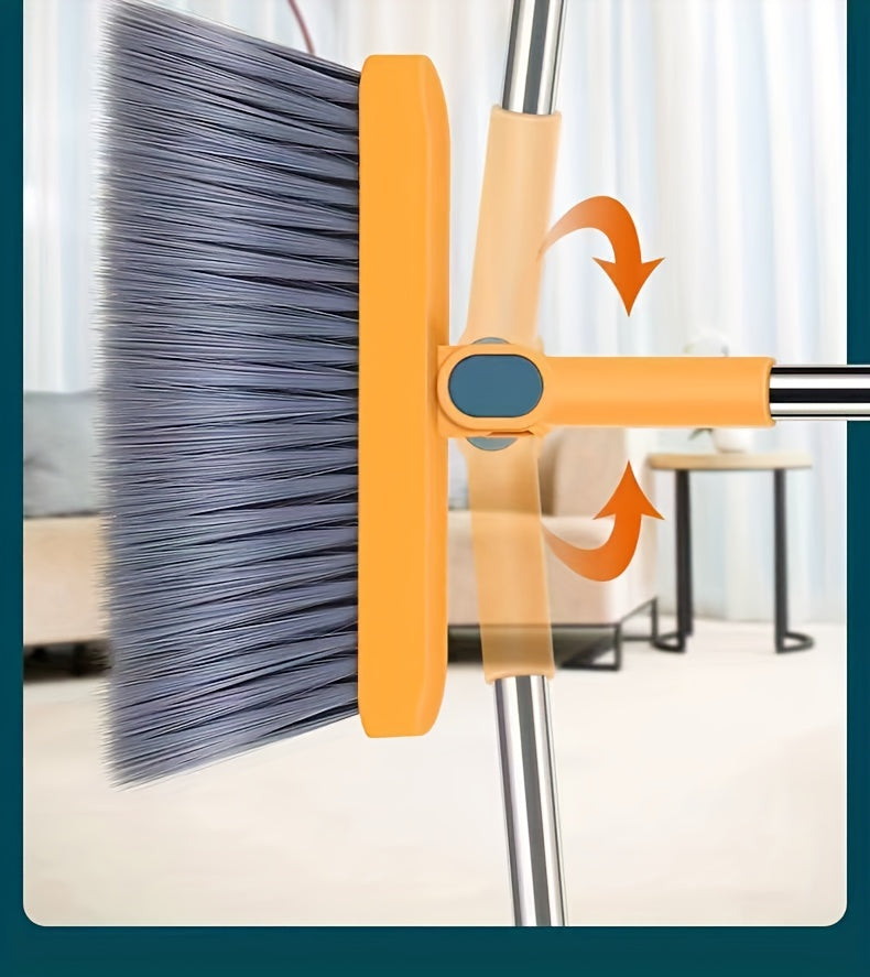 1set, Household Broom And Dustpan Set, Long Handle Floor Cleaning Broom Dustpan Set, Rotatable Broom And Dustpan With Comb Tooth, To Remove Dust And Garbage, For Home, Kitchen, Room, Office, Cleaning Supplies, Cleaning Tool,