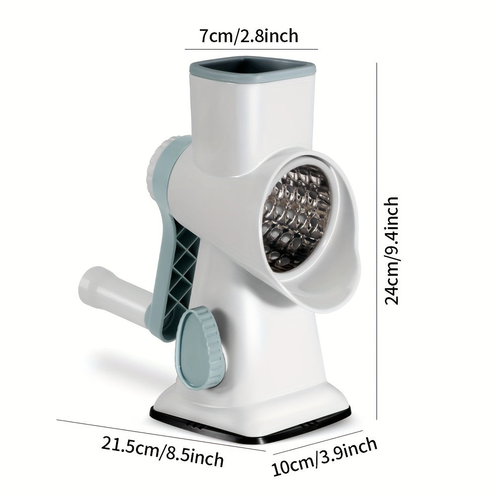 3-Blade Manual Cheese Grater - Effortless Slicing for Cheese, Vegetables, Nuts, and More with Interchangeable Blades - A Must-Have Kitchen Essential for Home Cooks and Foodies