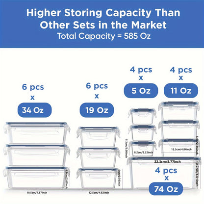48pcs, Food Container, Plastic Food Storage Containers With Lids, BPA Free, Stackable, Different Sizes Set For Kitchen Organizing, Pantry Storage And Meal Prep