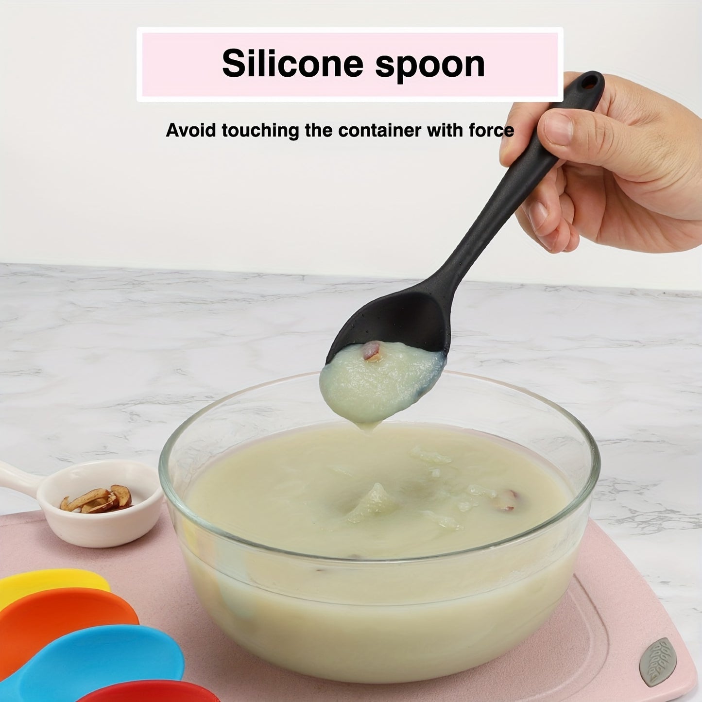 1pc Premium Silicone Spoon - Ladles for Cooking, Mixing, Serving, and Salad Preparation - Heat Resistant, Non-Stick, and Easy to Clean Kitchen Essential