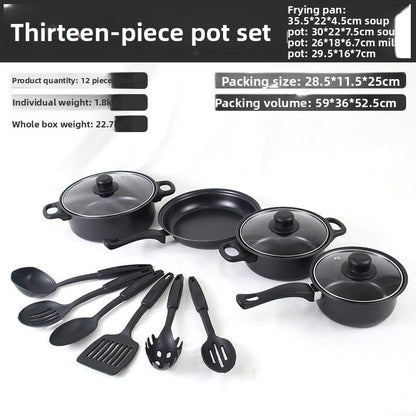 Multi-Functional Non-Stick Cookware Set ? Pots, Frying Pan & Glass Lids for Versatile Cooking