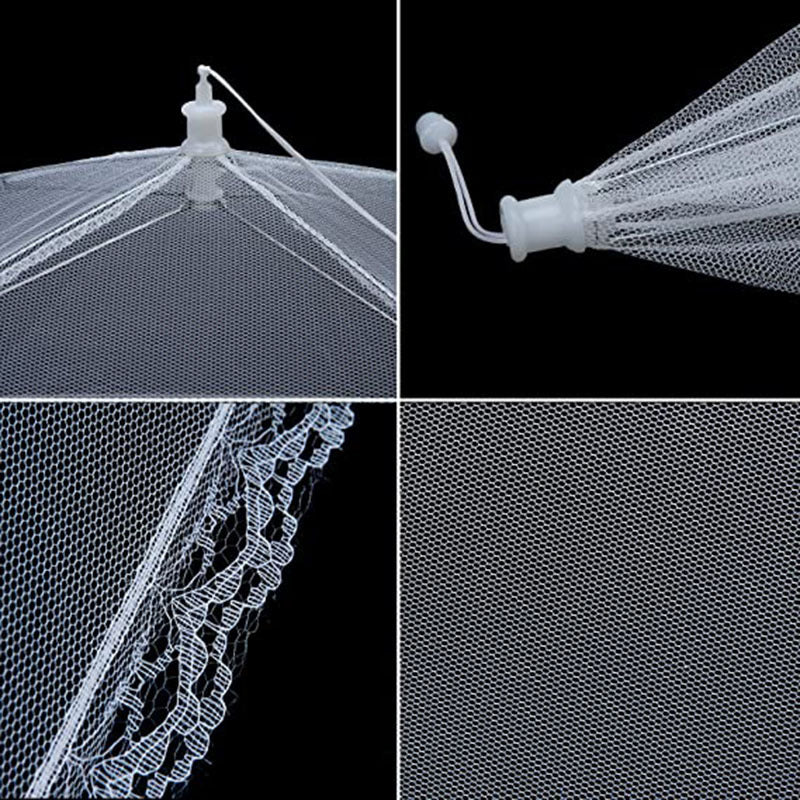Foldable Food Cover ? Fly-Proof & Dust-Proof Mesh with Decorative Lace Edge