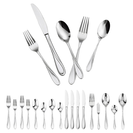 45-Piece Silverware Set, Food-Grade Stainless Steel Flatware Utensils, Mirror Finished Cutlery Set, Dishwasher Safe Eating Tableware For Kitchen Home, Service For 8, Include Knife Fork Spoon