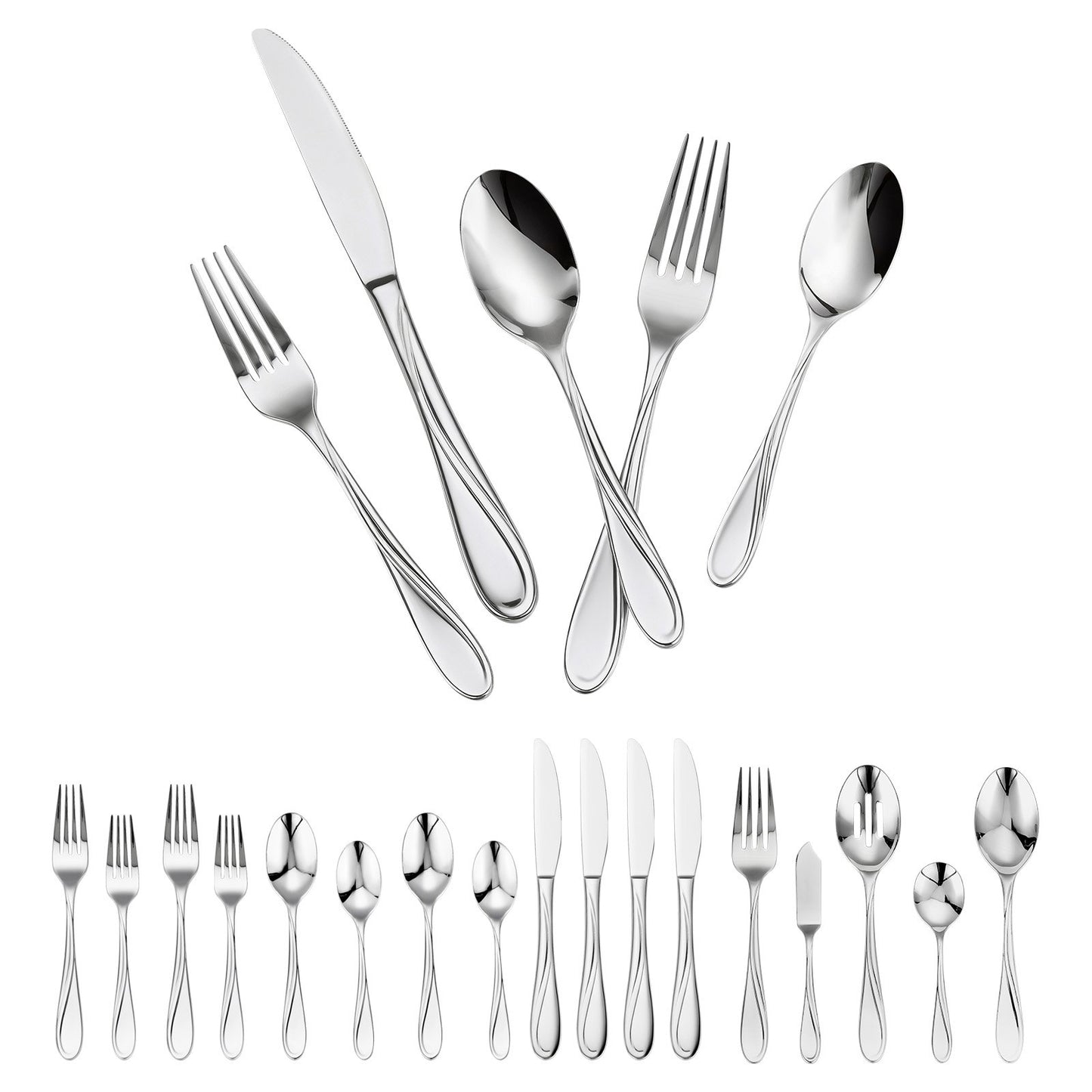 45-Piece Silverware Set, Food-Grade Stainless Steel Flatware Utensils, Mirror Finished Cutlery Set, Dishwasher Safe Eating Tableware For Kitchen Home, Service For 8, Include Knife Fork Spoon