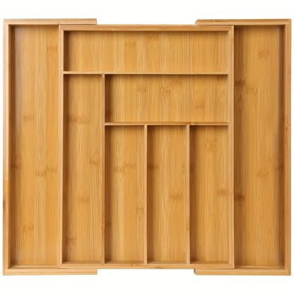 1pc Adjustable Bamboo Drawer Organizer For Utensils And Silverware - Expandable Cutlery Tray For Kitchen, Bedroom, And Living Room - Easy To Clean And Stylish Storage Solution