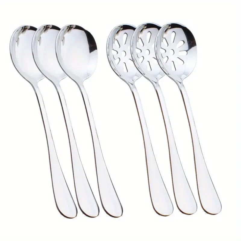 3/6pcs Stainless Steel Serving Spoons for Dining