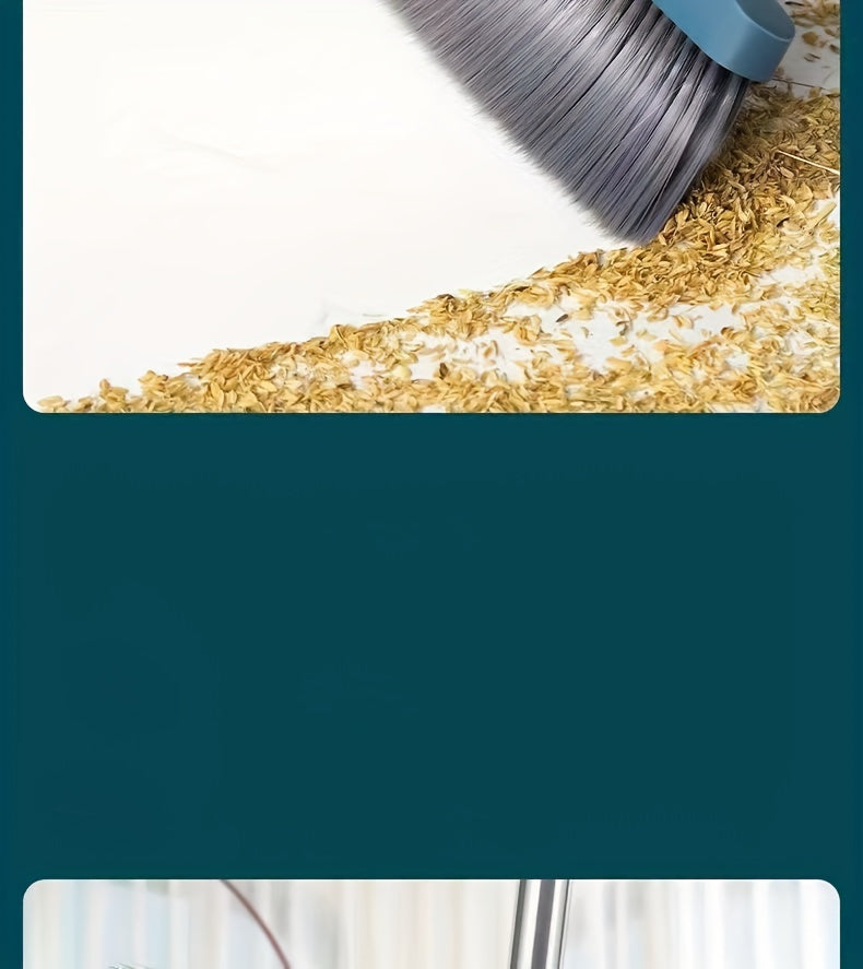 1set, Household Broom And Dustpan Set, Long Handle Floor Cleaning Broom Dustpan Set, Rotatable Broom And Dustpan With Comb Tooth, To Remove Dust And Garbage, For Home, Kitchen, Room, Office, Cleaning Supplies, Cleaning Tool,