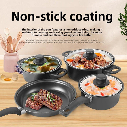 Multi-Functional Non-Stick Cookware Set ? Pots, Frying Pan & Glass Lids for Versatile Cooking