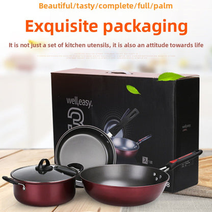 Non-Stick Cookware Set ? Multi-Purpose Fine Iron Pots & Frying Pan with Gift Packaging