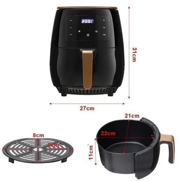 6L Digital Air Fryer – Large Capacity Oil-Free Cooker with Touch Screen & Multifunction Programs