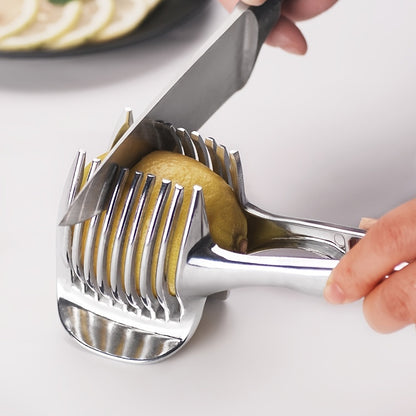 1pc Heavy-Duty Manual Tomato & Lemon Slicer with Fruit/Onion/ Potato - Stainless Steel Kitchen Slicing Machine with Blade System for & Easy Use, Compatible with Vegetables, Herbs, Citrus Fruits - Ideal for