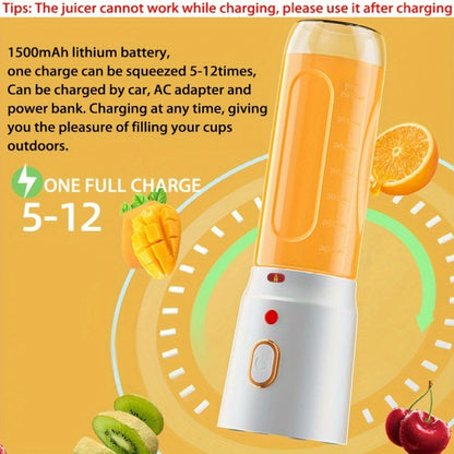 [1pc, Portable USB Mini Blender] Portable USB Rechargeable Mini Blender, 1pc of 450Ml Juicer Includes 2 Cups, Wireless And Easy to Carry, Comes with a Bonus Sports Cup Cover, Ideal Personal Size Blender for Smoothies And Shak