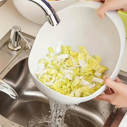 1pc Multi-Functional Kitchen Washing Basket Basin - Food-Safe Plastic with Drain Holes for Efficient Draining, Rinsing Rice, Vegetables & Fruits - Space-Saving Design for Small Kitchens & Dishwashing