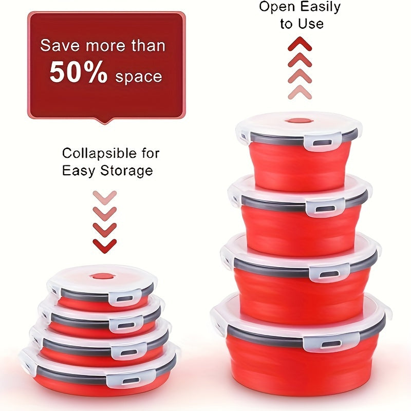 8pcs Set Foldable Food Storage Containers, Lunch Box with Cover, Microwavable And Dishwasher, for Back to School, Class, College, School Supplies, Kitchen Organizers And Storage, Kitchen Accessories