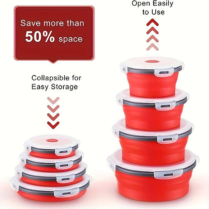 8pcs Set Foldable Food Storage Containers, Lunch Box with Cover, Microwavable And Dishwasher, for Back to School, Class, College, School Supplies, Kitchen Organizers And Storage, Kitchen Accessories