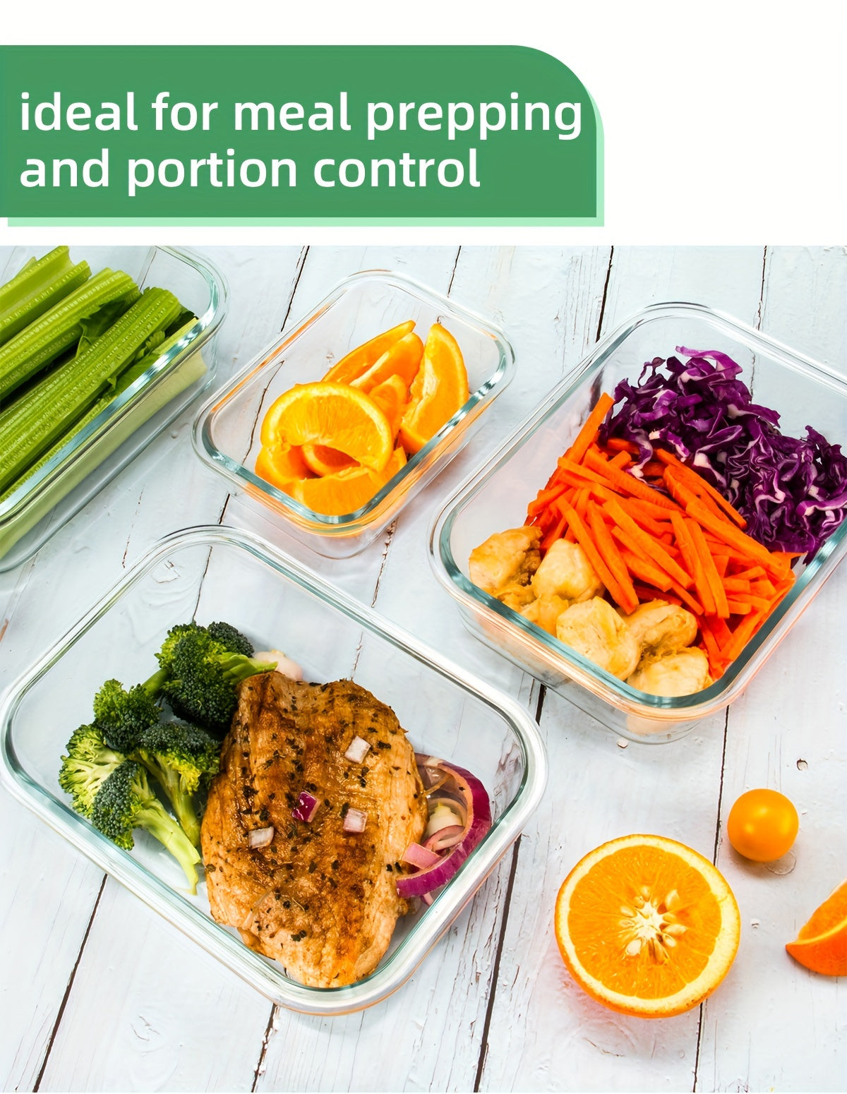 10pcs Leak-Proof Glass Meal Prep Containers - Durable, Reusable Kitchen Organizers - Airtight for Freshness - Ideal for Camping, Picnics, School, Office & Home