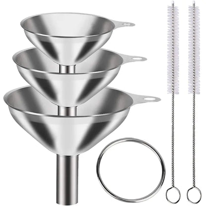 Stainless Steel Kitchen Funnel Set – Durable, Leak-Proof Funnels for Cooking, Bottling & Kitchen Use