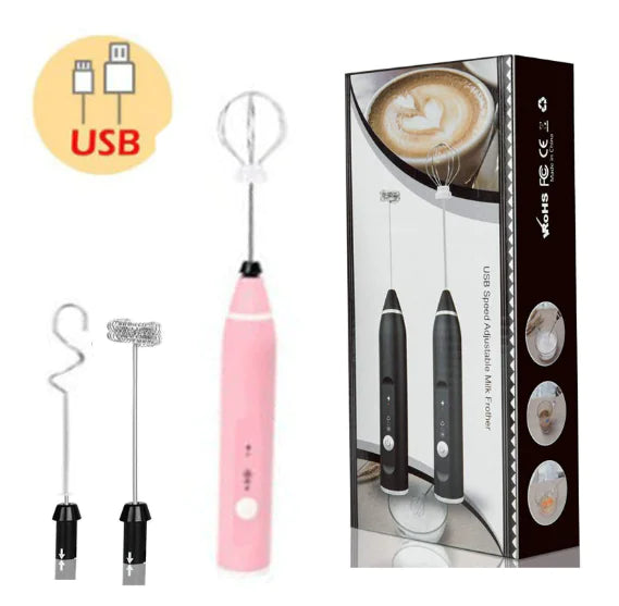 Cordless Milk Frother Set with USB Rechargeable Whisk