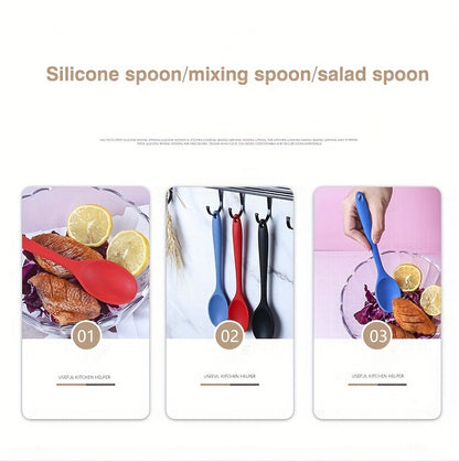1pc Premium Silicone Spoon - Ladles for Cooking, Mixing, Serving, and Salad Preparation - Heat Resistant, Non-Stick, and Easy to Clean Kitchen Essential