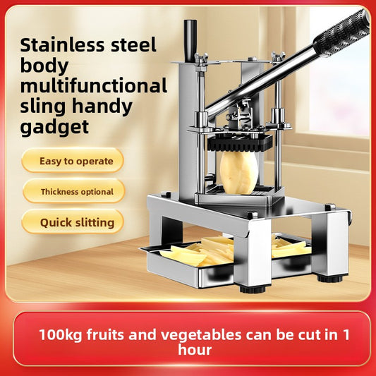 Multifunctional Vegetable Cutter ? Manual Dicer, Shredder & French Fry Slicer with Adjustable Blades