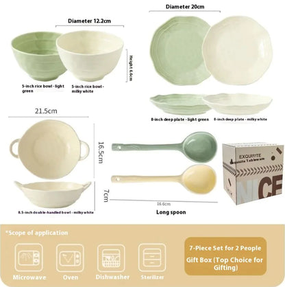 Household Solid Color Versatile Ceramic Tableware And Dishes Set